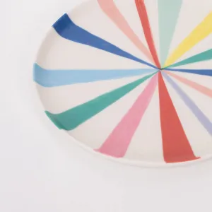 Large Bright Stripe Bamboo Fibre Plates