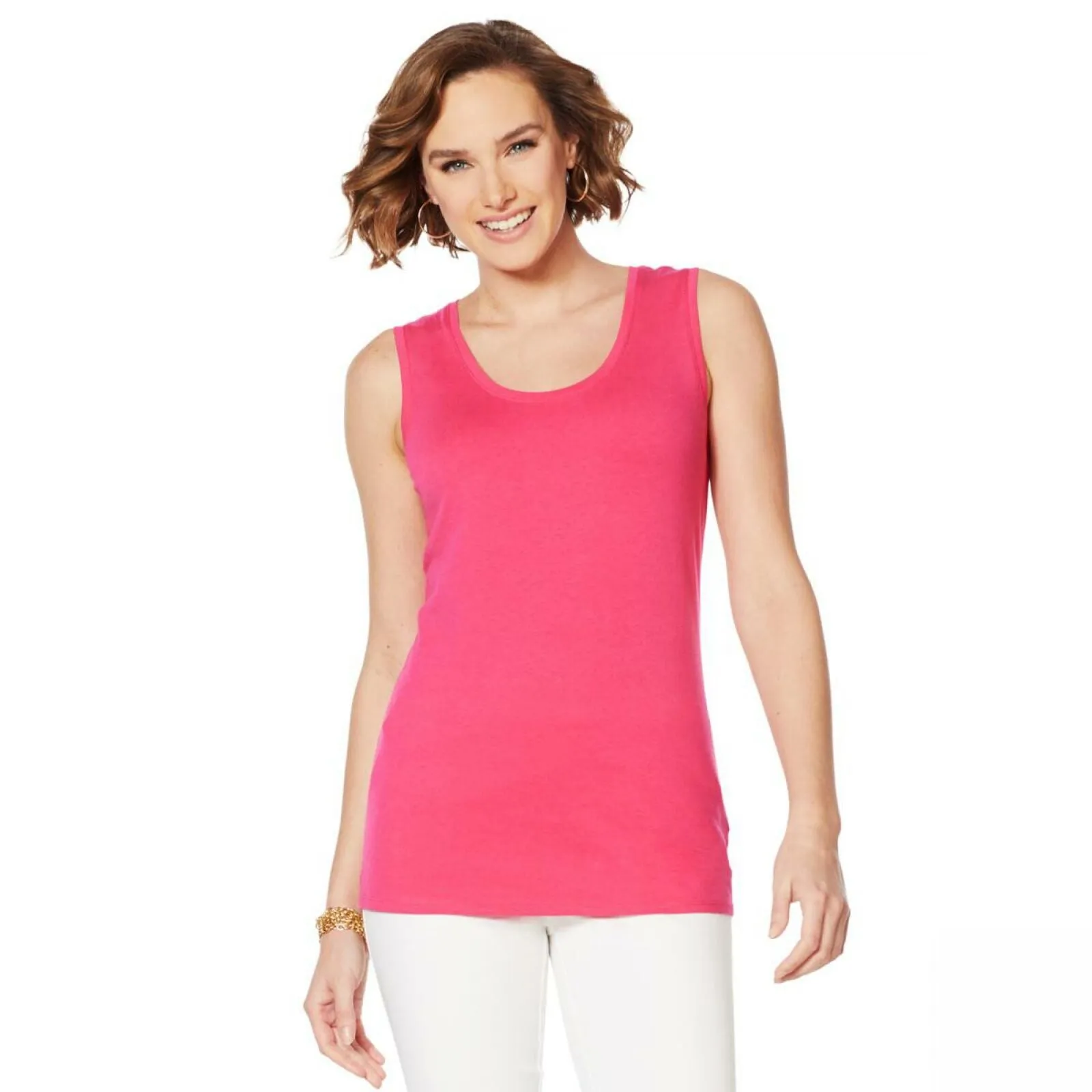 Lemon Way 2 Pack Women's Scoop Cotton Blend Tank Tops Blue/ Pink XS