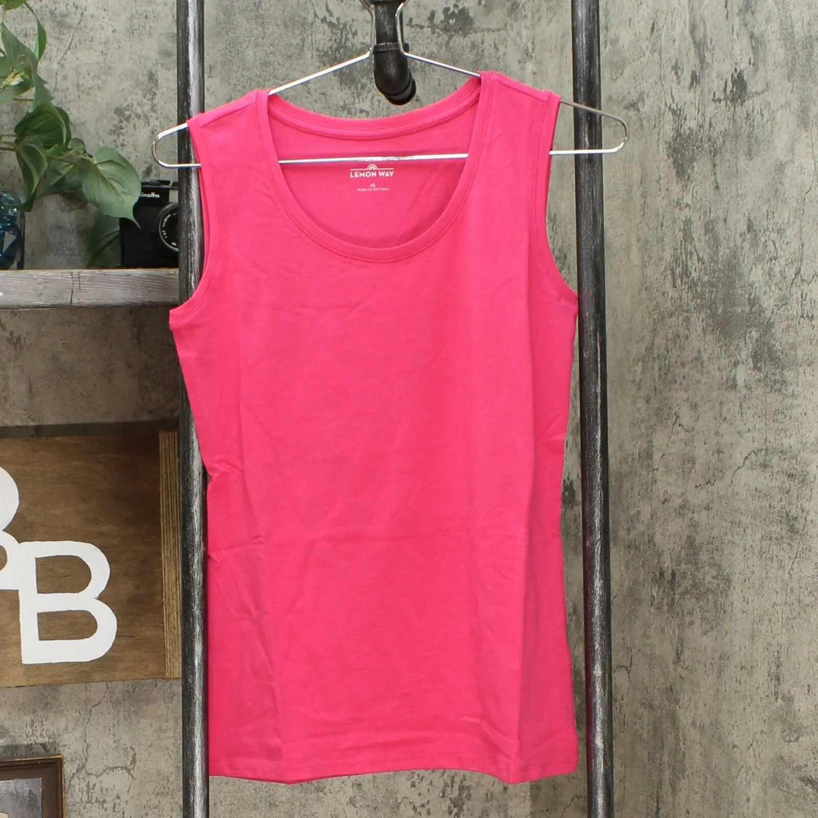 Lemon Way 2 Pack Women's Scoop Cotton Blend Tank Tops Blue/ Pink XS