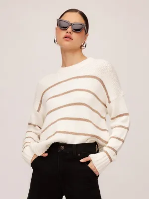 LUCA STRIPED COTTON BLEND CREW NECK SWEATER