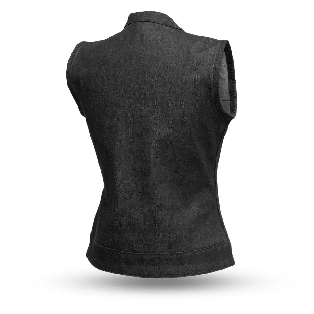 Ludlow Women's Motorcycle Denim Vest  - Extreme Biker Leather