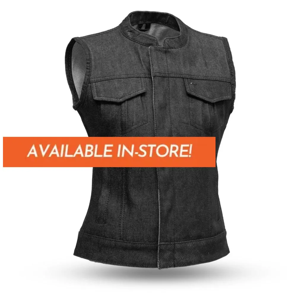 Ludlow Women's Motorcycle Denim Vest  - Extreme Biker Leather