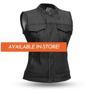 Ludlow Women's Motorcycle Denim Vest  - Extreme Biker Leather