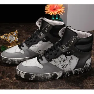Men's Patchwork Fashion Print High Tops