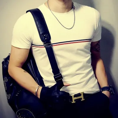 Men's T Shirt Casual Patchwork Short Sleeve