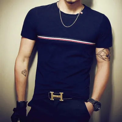 Men's T Shirt Casual Patchwork Short Sleeve