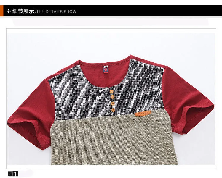 Men's T Shirt Casual Patchwork Short Sleeve