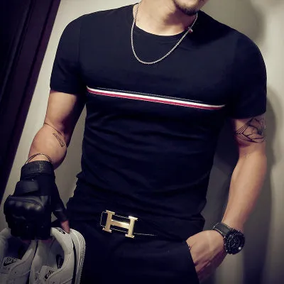 Men's T Shirt Casual Patchwork Short Sleeve