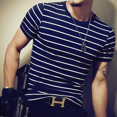 Men's T Shirt Casual Patchwork Short Sleeve