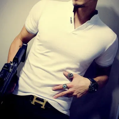 Men's T Shirt Casual Patchwork Short Sleeve