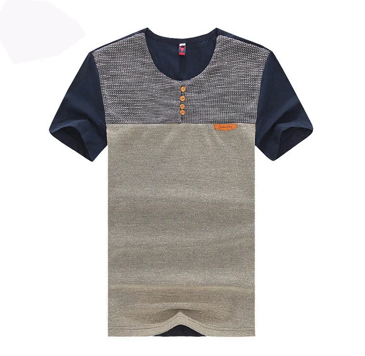 Men's T Shirt Casual Patchwork Short Sleeve