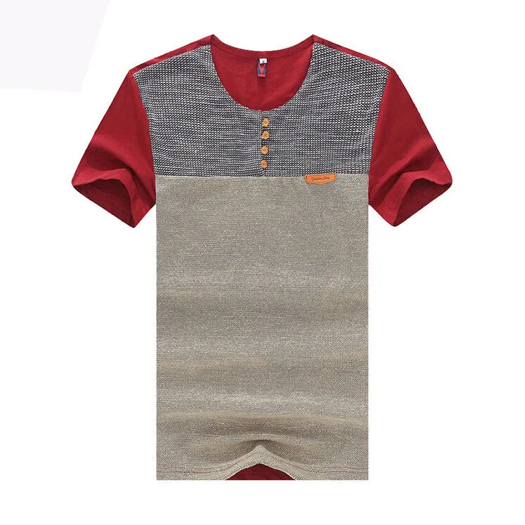 Men's T Shirt Casual Patchwork Short Sleeve