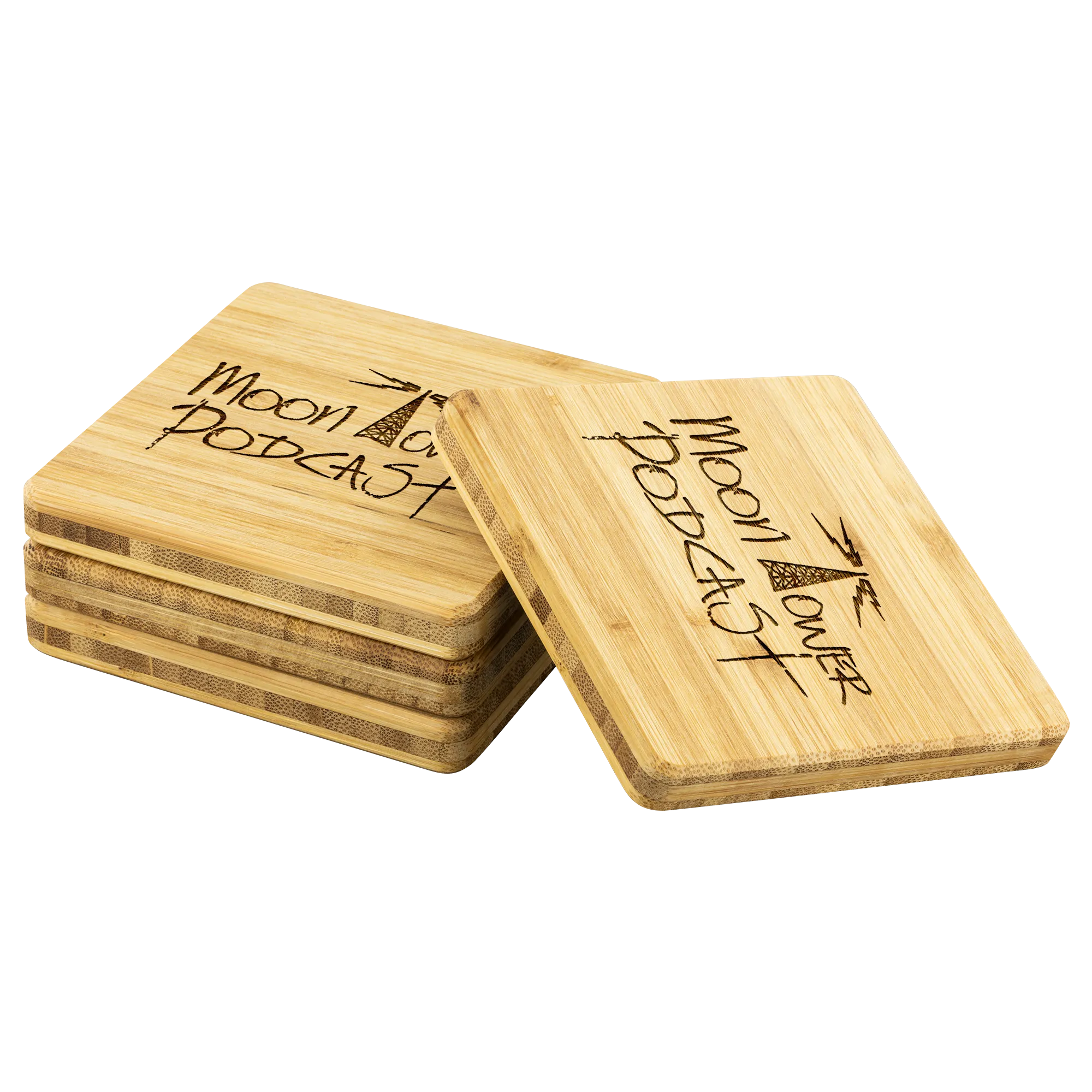 Moon Tower Podcast - Bamboo Coaster Set