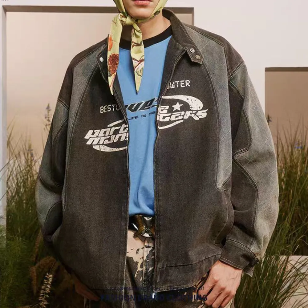 Motorcycle Patchwork Denim Jacket
