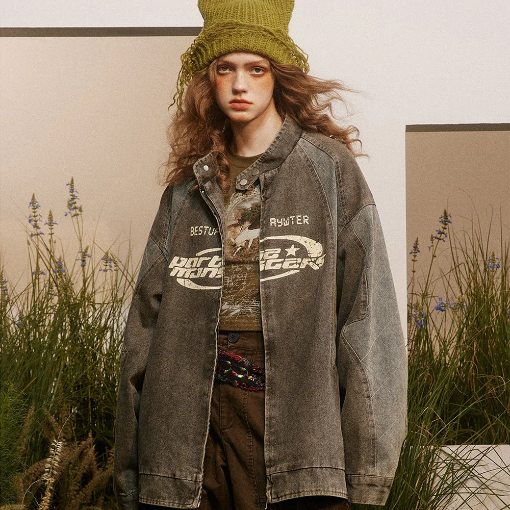 Motorcycle Patchwork Denim Jacket
