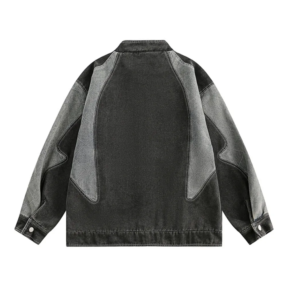 Motorcycle Patchwork Denim Jacket