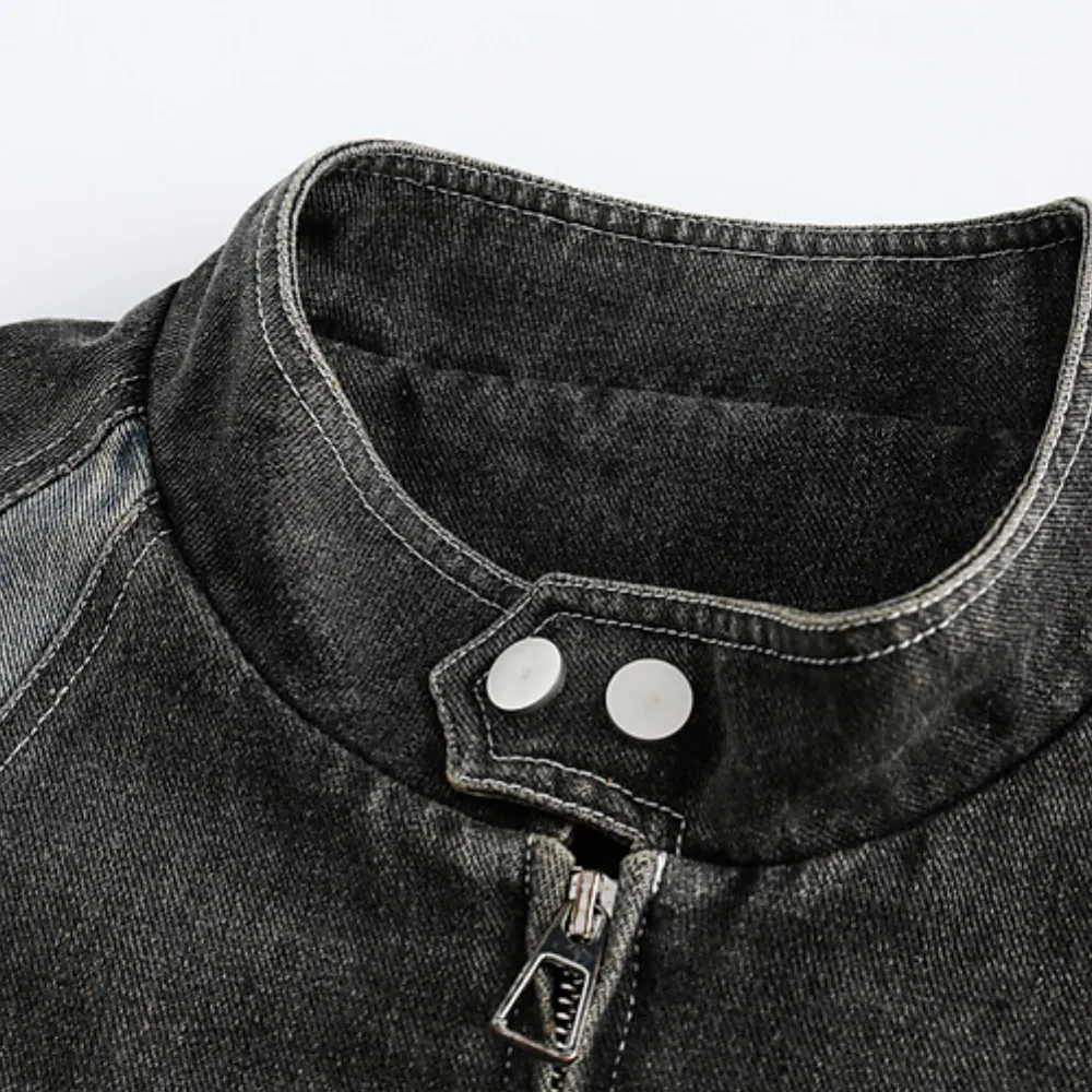 Motorcycle Patchwork Denim Jacket