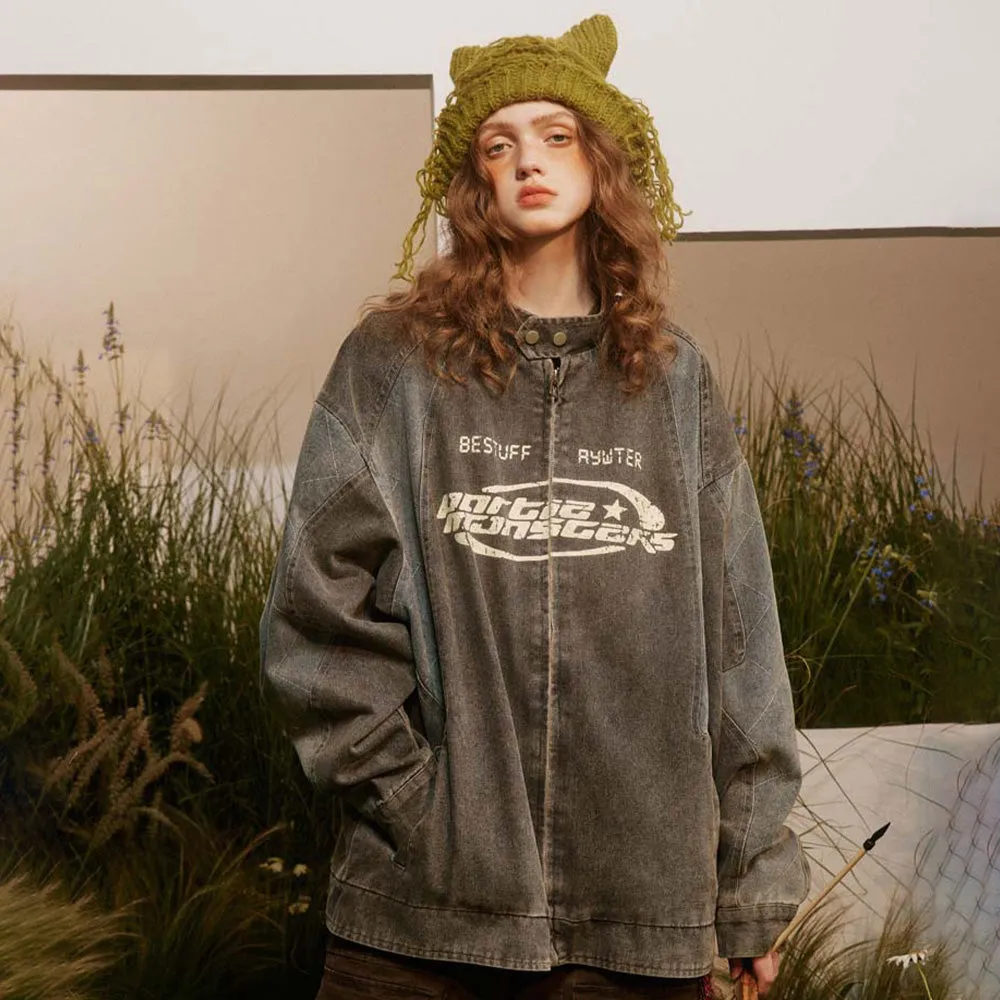Motorcycle Patchwork Denim Jacket