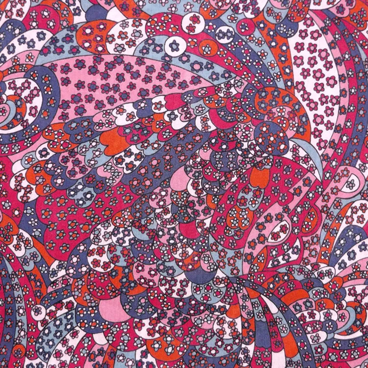 MULTICOLORED PRINT 'CARNABY PATCHWORK' LIBERTY LAWN COTTON HANDKERCHIEF
