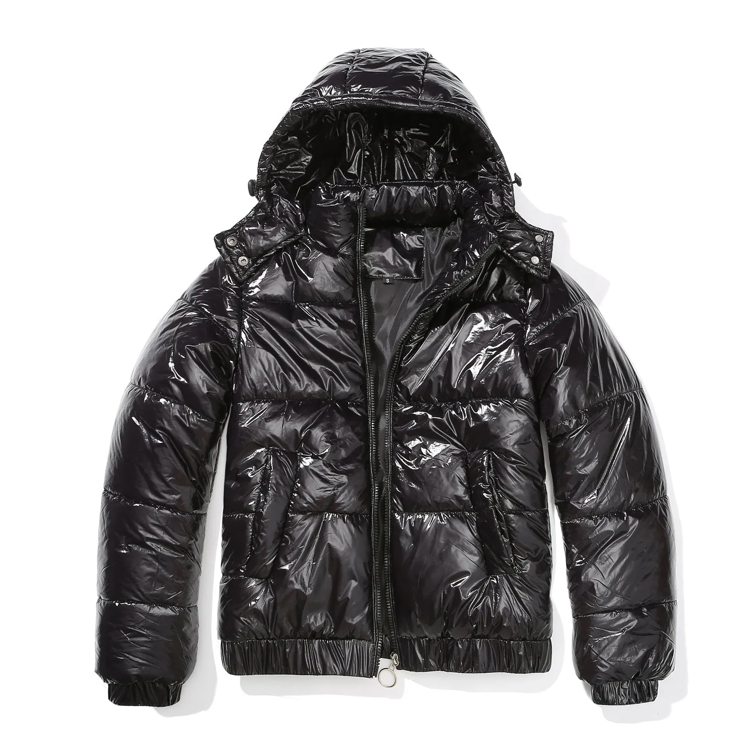 New cross-border autumn and winter hooded cotton-padded clothes 20D film-covered anti-splashing European and American fashion jackets long-sleeved glossy cotton-padded clothes for women