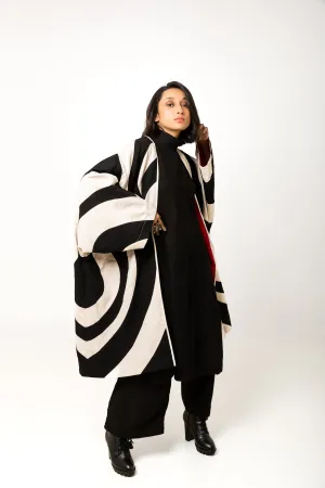 New Season Summer/Fall 2024-Jacket Oversized Kora Cotton Moma Black White -Ka-Sha - Fashion Edit Aseem