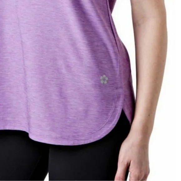 New Women's Tuff Athletics loose fit exercise top in Heather Lavender, Sz L!