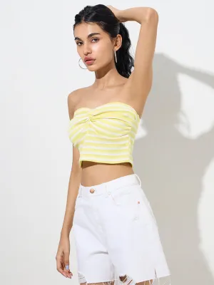 Nuon Yellow Striped Cotton-Blend Tube Top