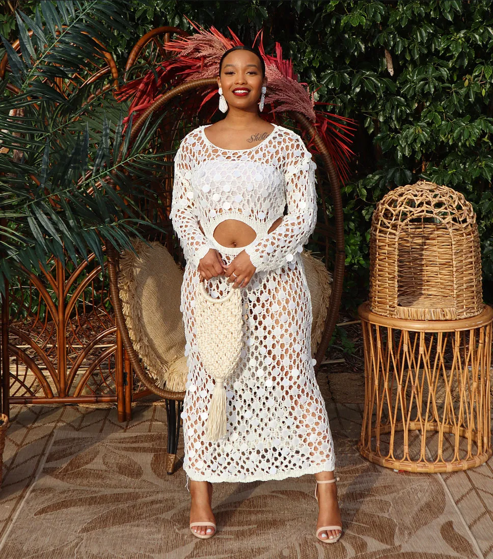Out the Plastic! Crochet Dress (WHITE)