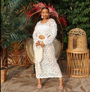 Out the Plastic! Crochet Dress (WHITE)