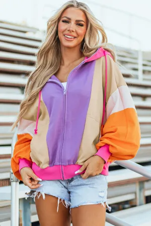Oversized Patchwork Full Zipped Hoodie
