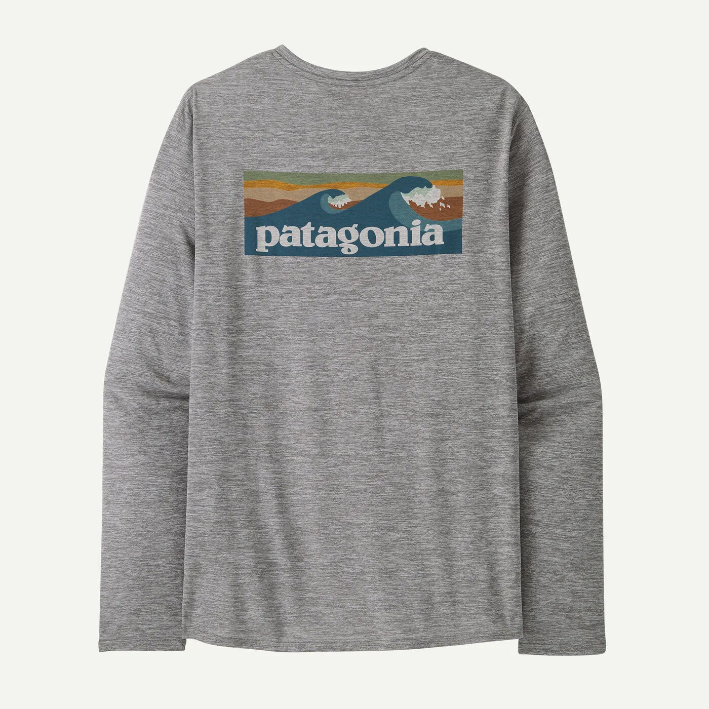 Patagonia Long-Sleeved Capilene® Cool Daily Graphic Shirt - Waters Boardshort Logo Abalone Blue: Feather Grey