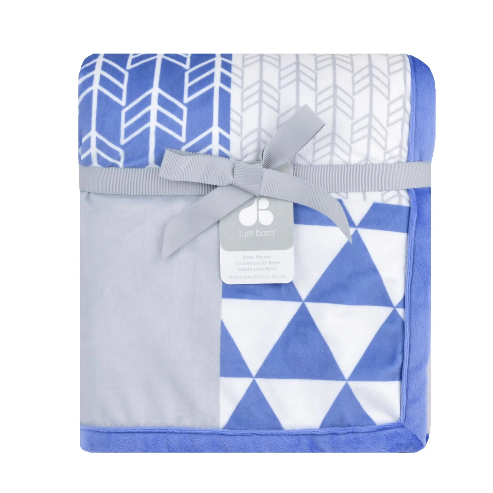 Patchwork Plush Blanket in Blue