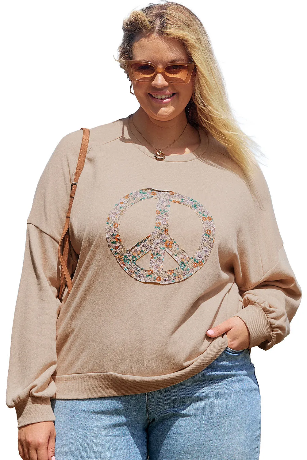 Peace Sign Graphic Plus Size Sweatshirt