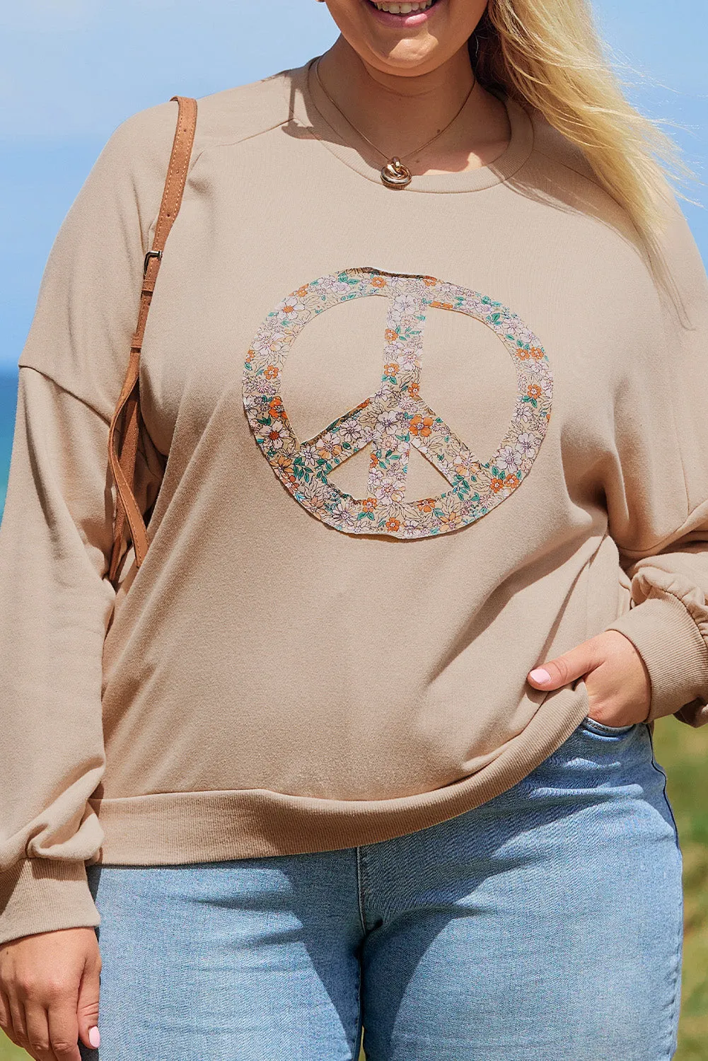 Peace Sign Graphic Plus Size Sweatshirt