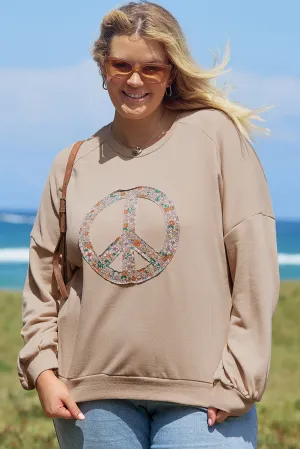 Peace Sign Graphic Plus Size Sweatshirt
