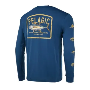 Pelagic Aquatek Game Fish Long Sleeve T-shirt Navy