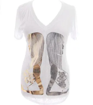 Plus Size V Neck Gold Silver Diva Shirt