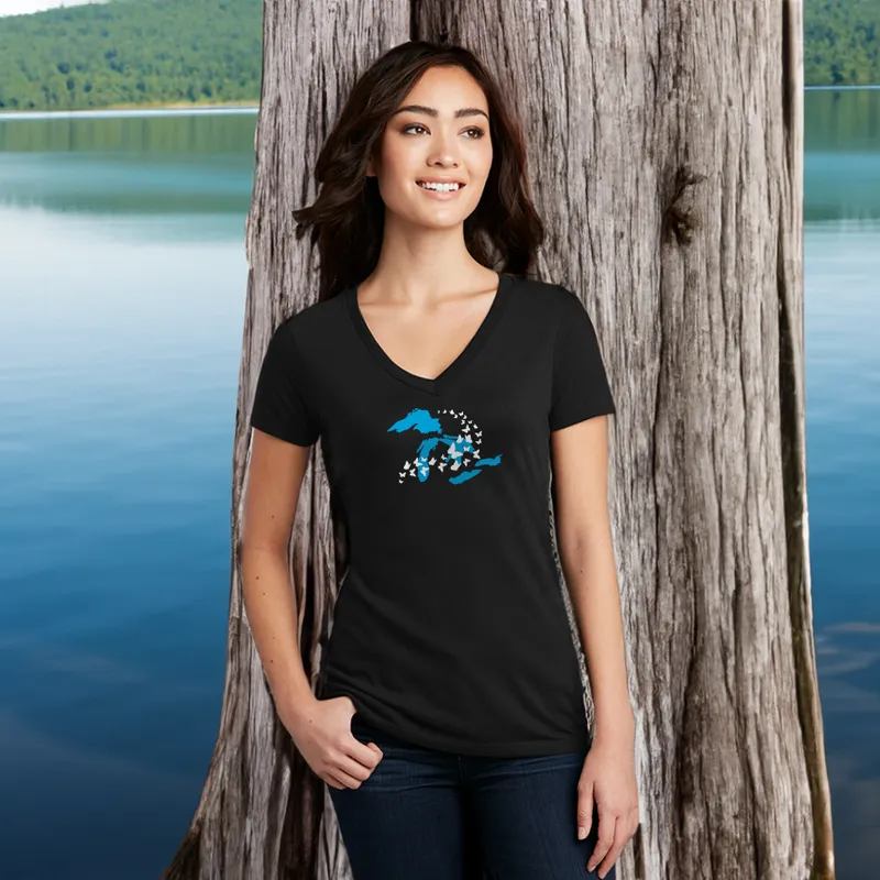 "Great Lakes Butterfly" Women's V-Neck