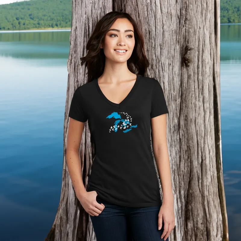 "Great Lakes Butterfly" Women's V-Neck