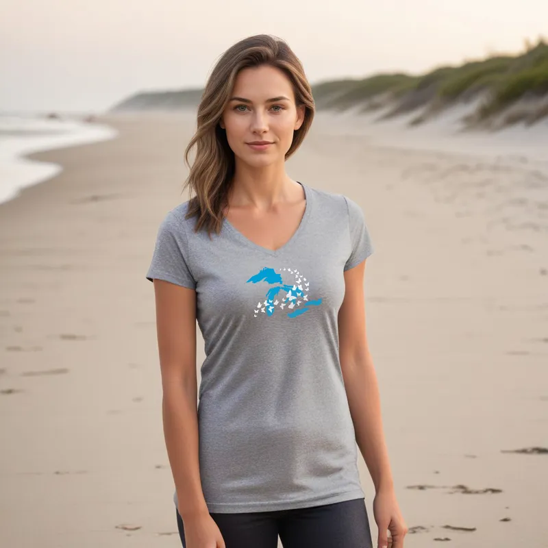 "Great Lakes Butterfly" Women's V-Neck