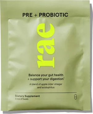 Rae Pre   Probiotic for Women Sachet - Women s Probiotic and Prebiotic Supplement for Gut Health with Apple Cider Vinegar and Lactobacillus Acidophilus - Shelf Stable, Vegan, Non GMO and Gluten Free
