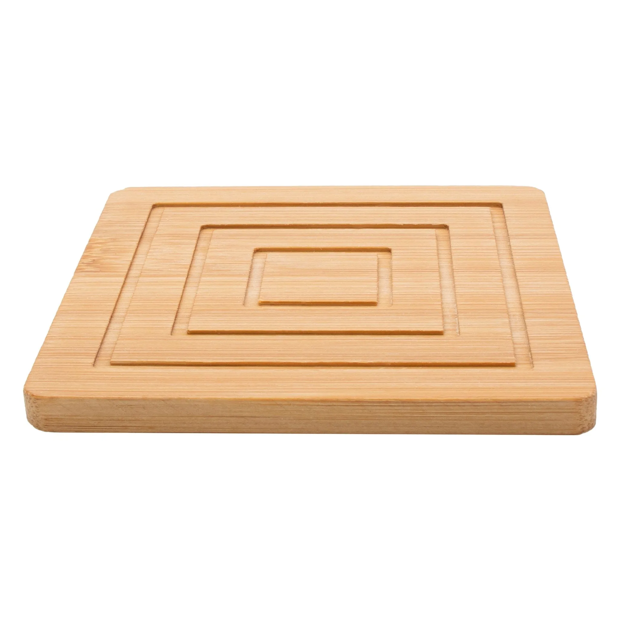 Regent Bamboo Square Coasters With Slots In Holder 6 Pcs Set 30253