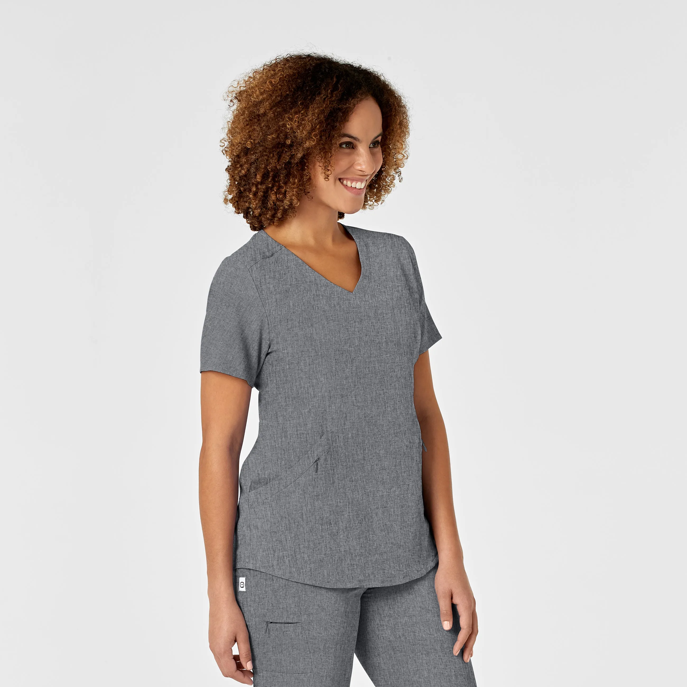 RENEW 6134 V-Neck Scrub Top Grey Heather