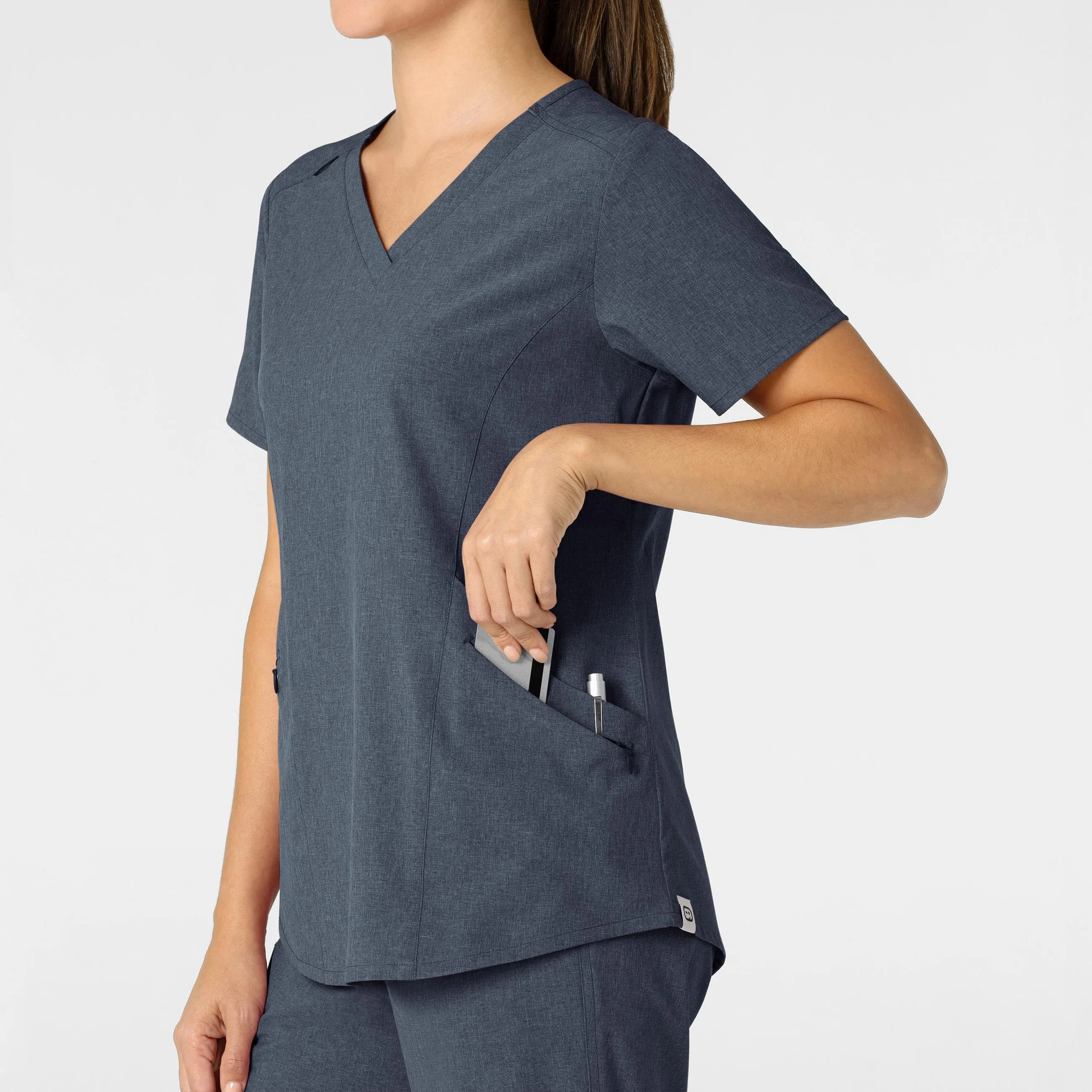 RENEW 6134 V-Neck Scrub Top Navy Heather