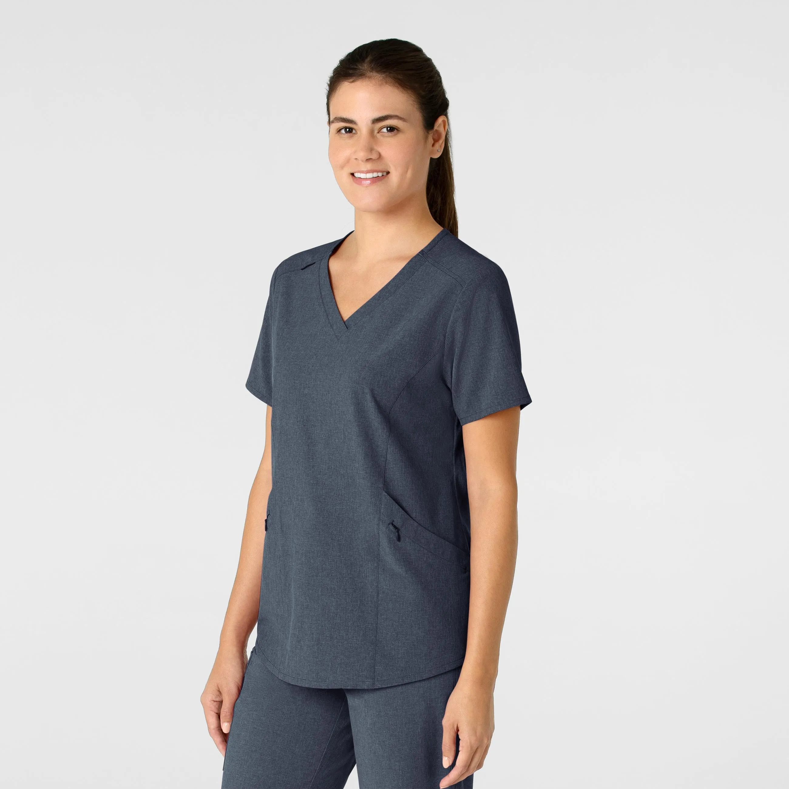 RENEW 6134 V-Neck Scrub Top Navy Heather