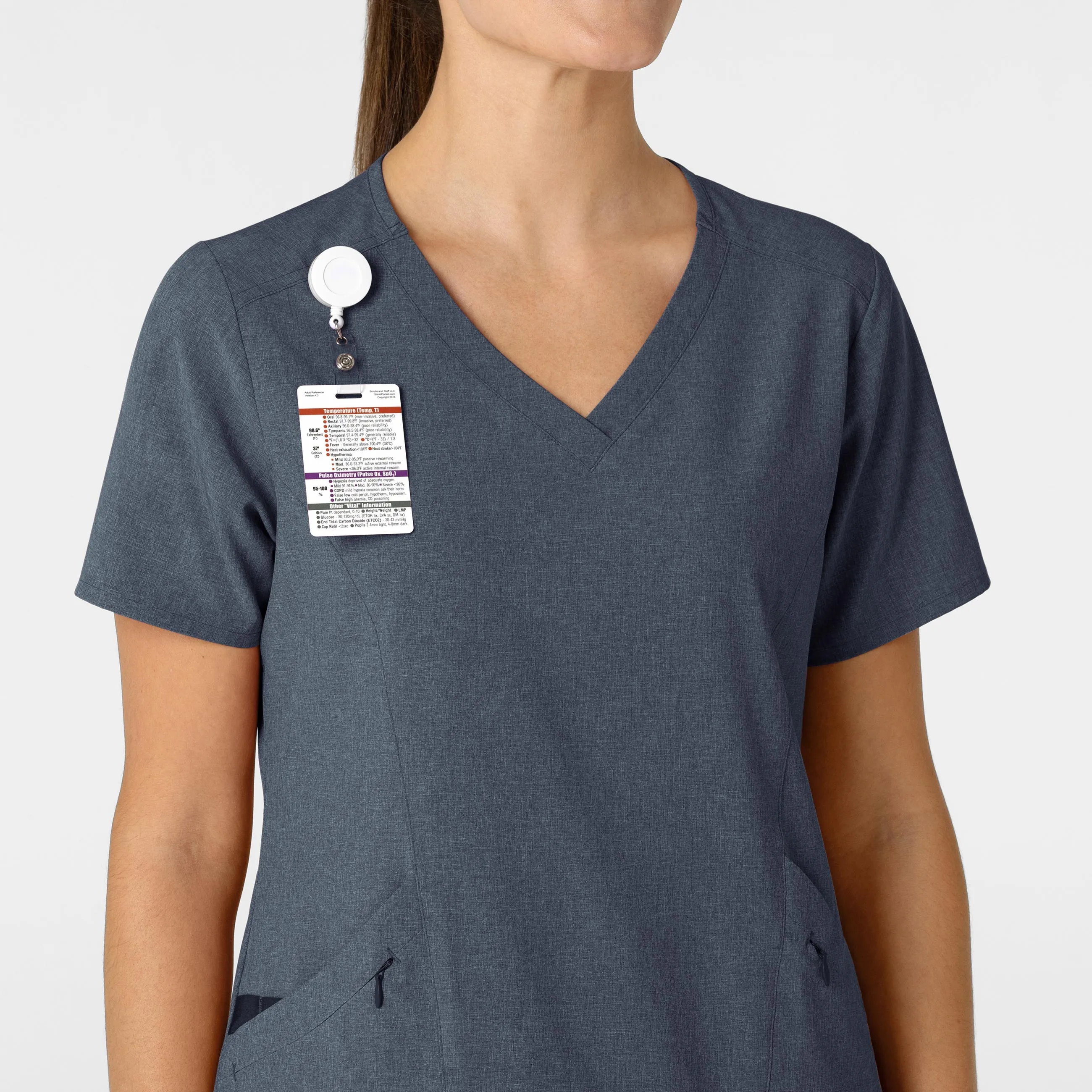 RENEW 6134 V-Neck Scrub Top Navy Heather