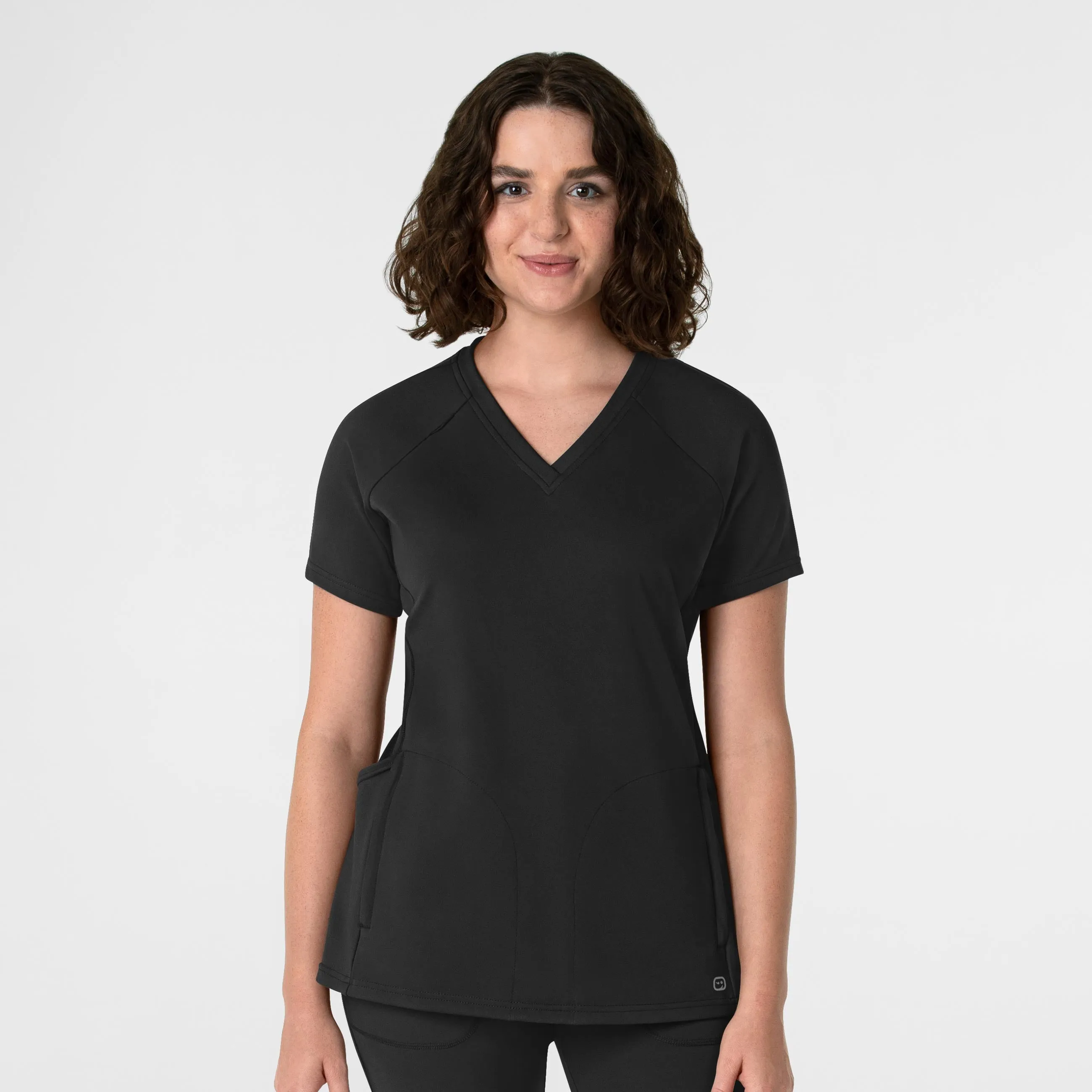 RENEW 6259 Knit Flex-n-Reach V-Neck Raglan Scrub Top Black