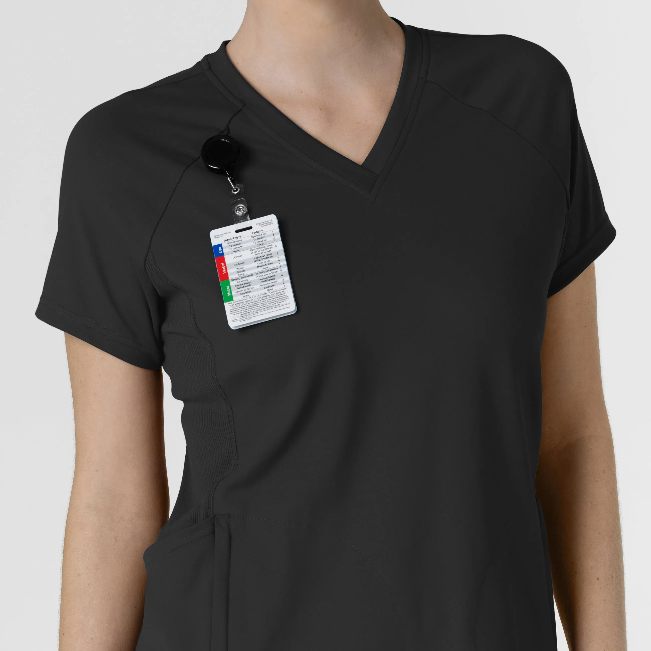 RENEW 6259 Knit Flex-n-Reach V-Neck Raglan Scrub Top Black