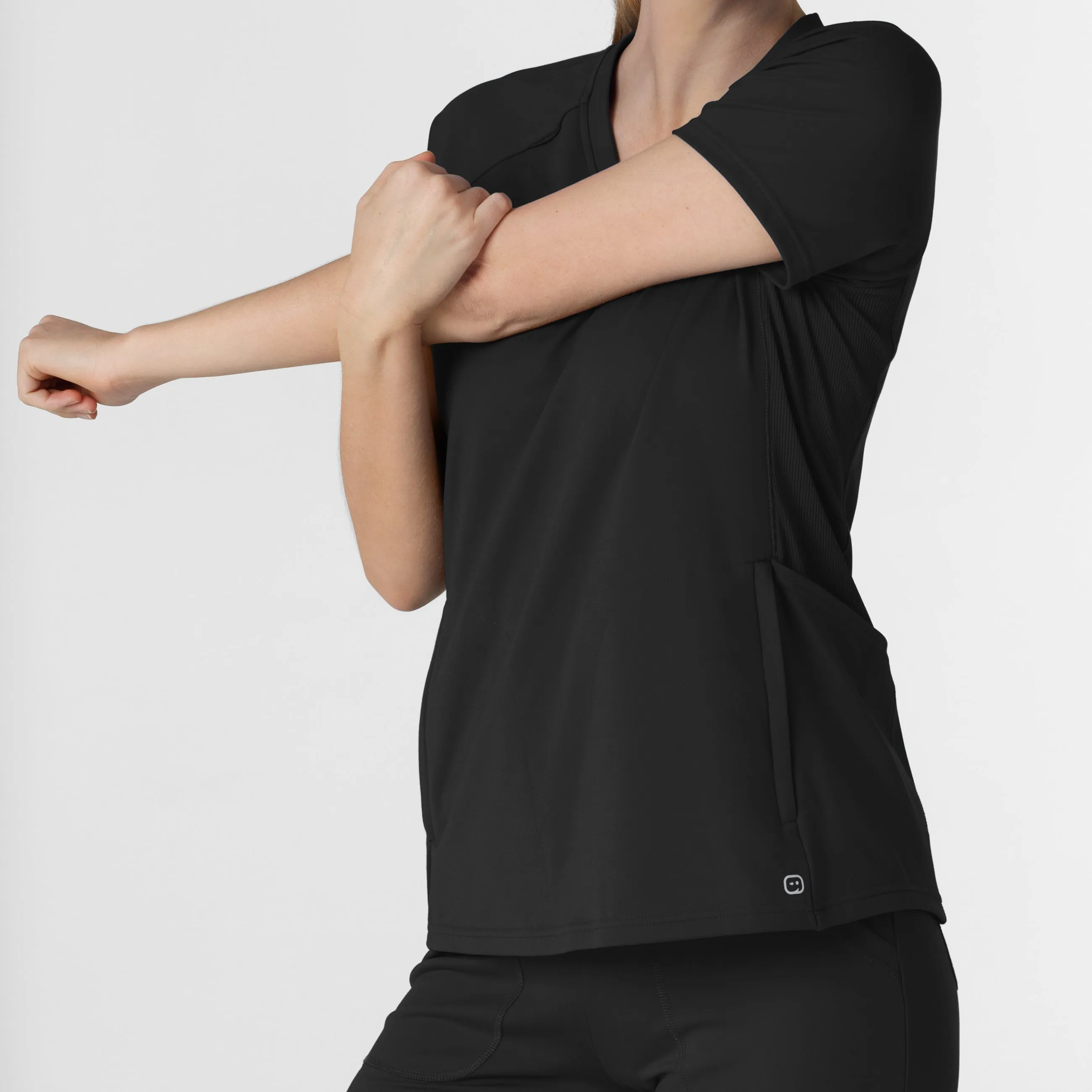 RENEW 6259 Knit Flex-n-Reach V-Neck Raglan Scrub Top Black