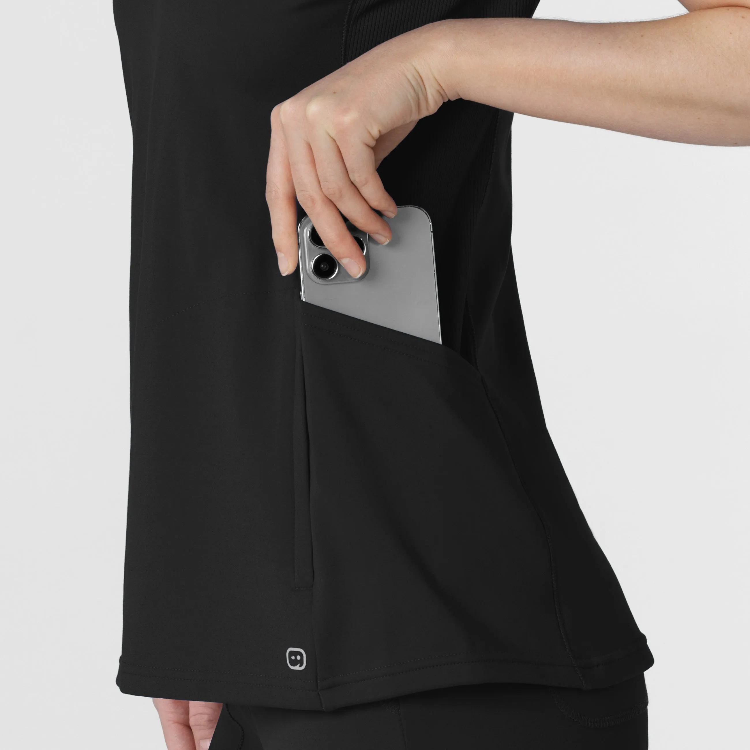 RENEW 6259 Knit Flex-n-Reach V-Neck Raglan Scrub Top Black